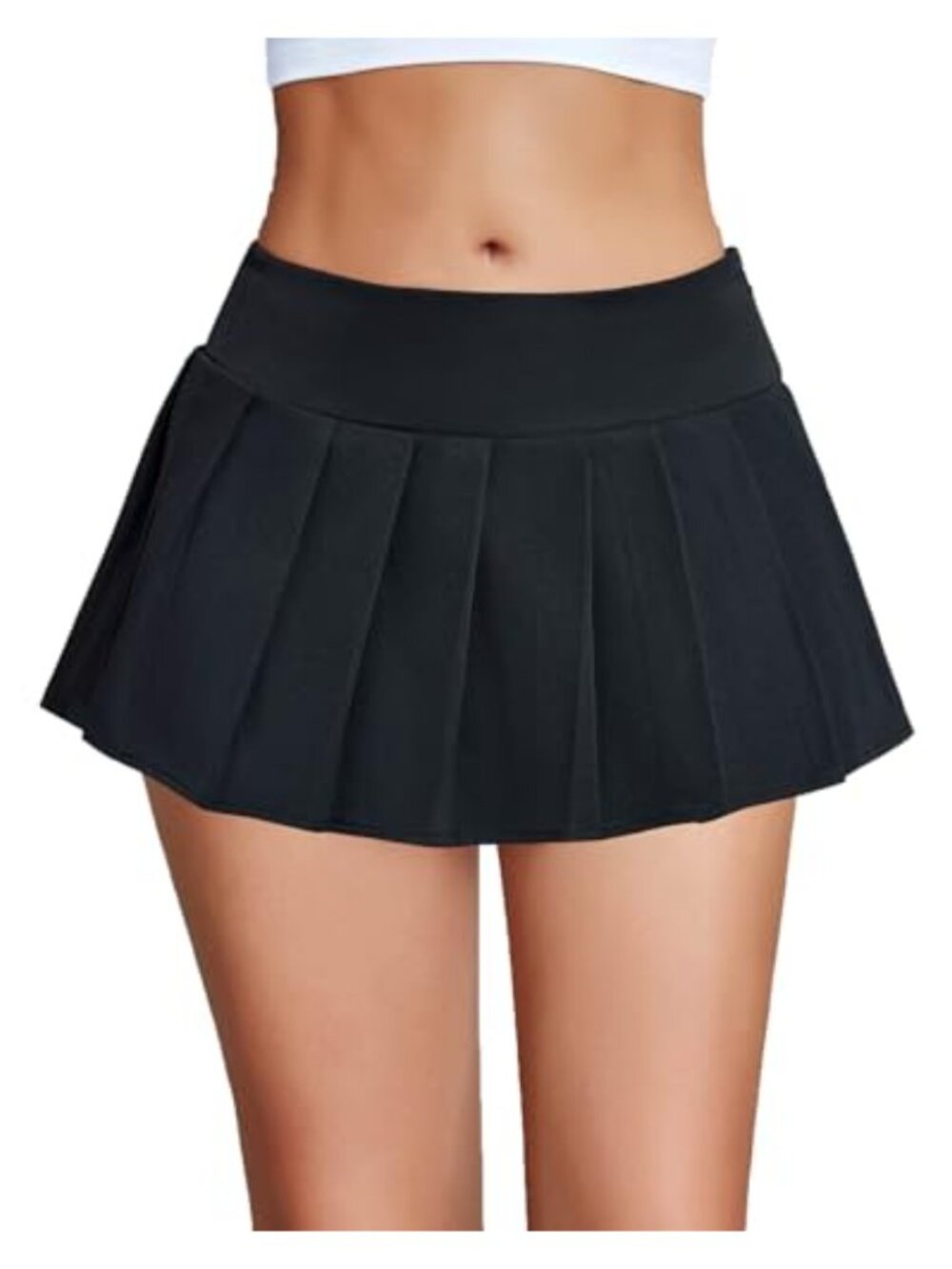 Mini Pleated Skirt Cotton Blend Zip Back Sexy Costume Role Play